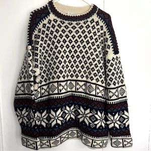 Amazonias Peruvian 100% Wool Hand Knit Nordic FairIsle Vintage Sweater